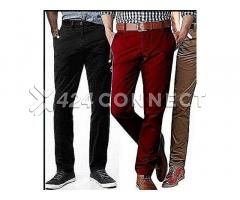 3-piece Slim Fit Khaki Trousers - Multicolour