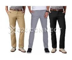 3-piece Slim Fit Khaki Trousers - Multicolour