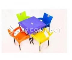 Plastic Foldable Table And Chairs - 4 Sets Chairs, 1 Table