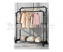 Double Bar Clothes Hanger With ShoeRack - Black