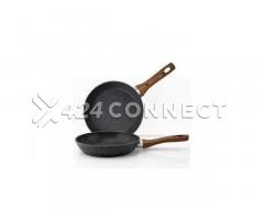 Nonstick Frying Pan With Wood Handle - Black
