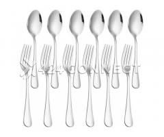 12Pieces Heavy Stainless Steel Spoons And Forks - Silver