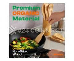 Nonstick Frying Pan With Wooden Ladles - Black/Brown - Image 3/6