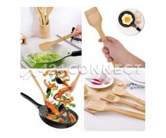 Nonstick Frying Pan With Wooden Ladles - Black/Brown - Image 5/6