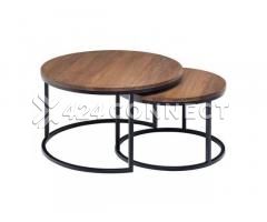 2 Set Wooden Centre Table - Black/Brown - Image 4/4