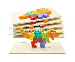 3D Puzzle 2 Pieces Kids Wooden Board Animals Puzzle - Multicolor