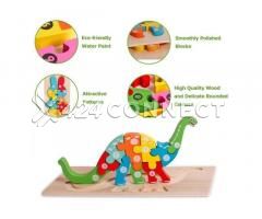 3D Puzzle 2 Pieces Kids Wooden Board Animals Puzzle - Multicolor - Image 3/5