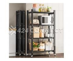 4Tier Foldable Metal Storage Shelf - Black