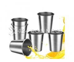 6 Pieces Stainless Steel Drinking Cups - Silver