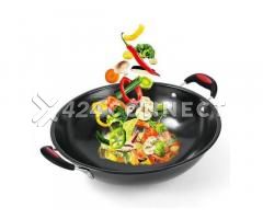 Wok Pan Deep Frying Pan With 2 Handles - Black