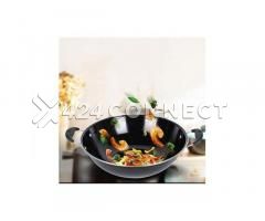 Wok Pan Deep Frying Pan With 2 Handles - Black - Image 3/3
