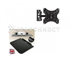 42" Adjustable TV Wall Bracket With Decoder Stand- Black