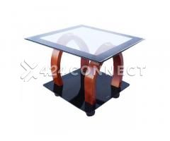 Glass Top Living Room Coffee Table - Brown/Black