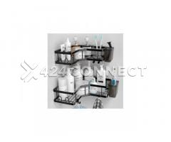 2 Set Adhesive Shower Caddy With Side Holder - Black