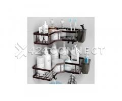 2 Set Adhesive Shower Caddy With Side Holder - Black