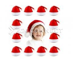 12 Pieces Kids LED Lights Christmas Hats - Red/White