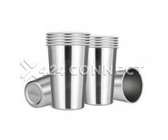 12 Pieces Stainless Steel Drinking Cups - Silver