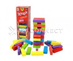 54 Pieces Wooden Jenga Blocks Game - Multicolor