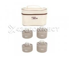 4Pcs Insulated Food Bowls in a Bag Lunch Box- Brown
