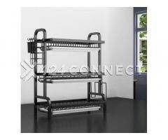 3Tier Metal Dish Drainer Plates Rack - Black