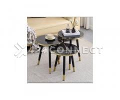 3Set Acrylic Top Coffee Table Centre Table - Black/Gold