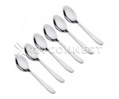 6 Pieces Heavy Stainless Steel Tea Spoons - Silver