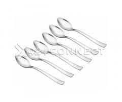 6 Pieces Heavy Stainless Steel Tea Spoons - Silver