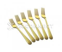 6Pieces Stainless Steel Kitchen Forks - Gold