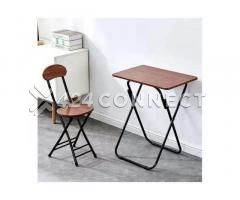 Foldable Study Table & Chair Set - Black/Brown