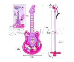 Kids Toy Guitar With Microphone - Pink - Image 3/3