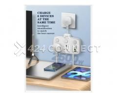 Ldnio. Sc2413 Universal Outlets Power Strip Tower 20w, 2 Power - White