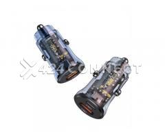 USAMS US-CC164 30W Transparent Dual Port Mini Car Charger